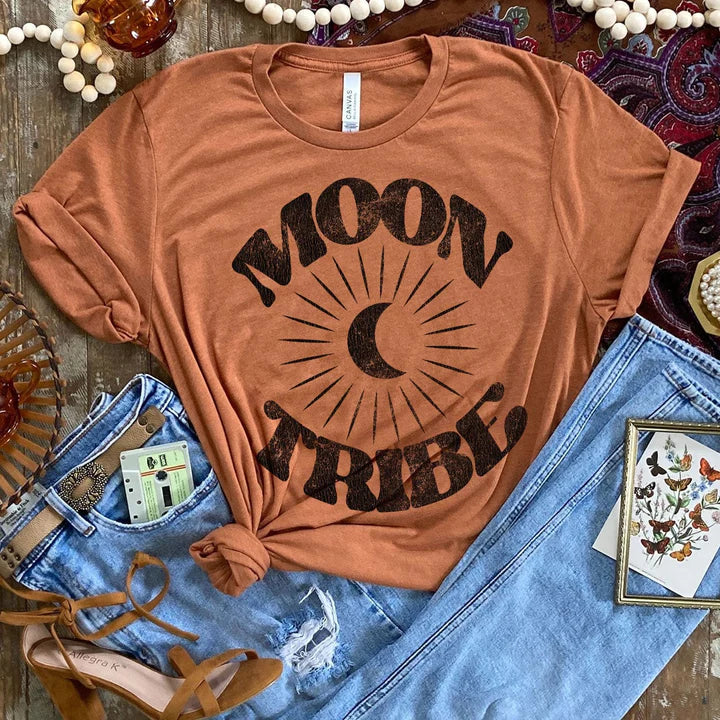 Online Exclusive | Moon Tribe Short Sleeve Graphic Tee in Harvest Brown - preenteronline