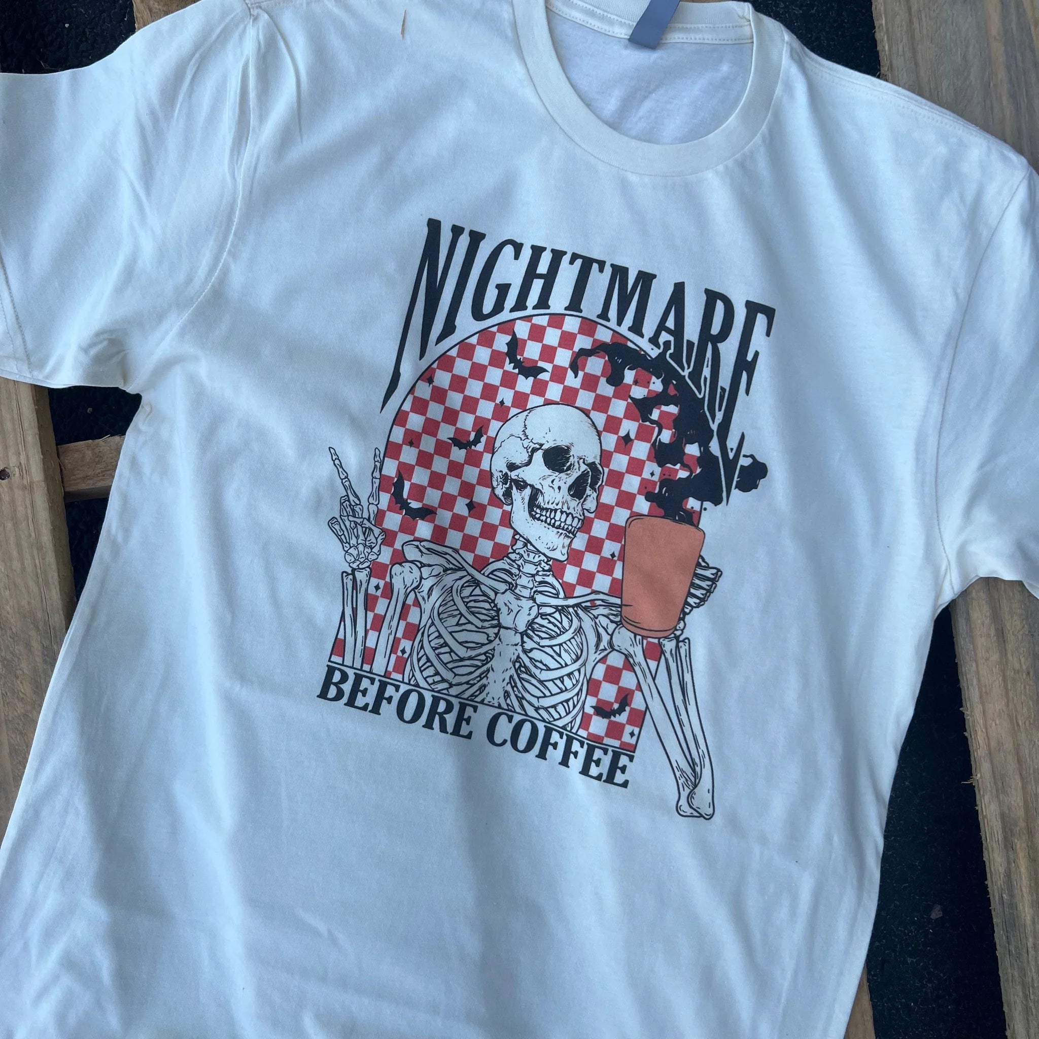 Online Exclusive | Nightmare Before Coffee Short Sleeve Graphic Tee in White - preenteronline