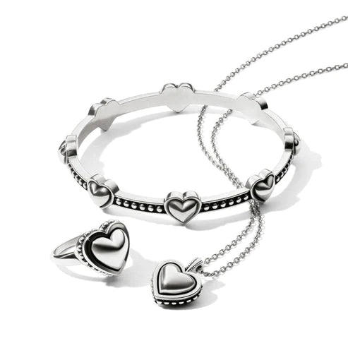 Brighton | Pretty Tough Bold Heart Petite Necklace in Silver Tone - preenteronline