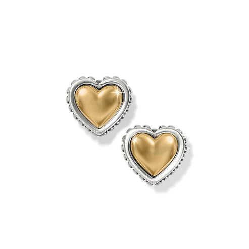 Brighton | Pretty Tough Petite Heart Post Earrings in Silver and Gold Tone - preenteronline