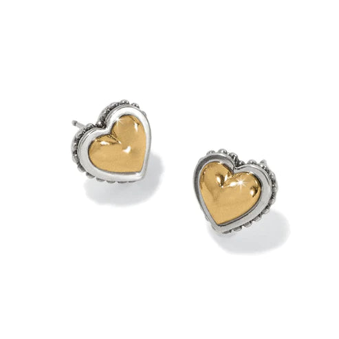 Brighton | Pretty Tough Petite Heart Post Earrings in Silver and Gold Tone - preenteronline