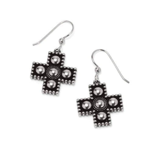 Brighton | Pretty Tough Small Cross Drop Earrings in Silver Tone - preenteronline