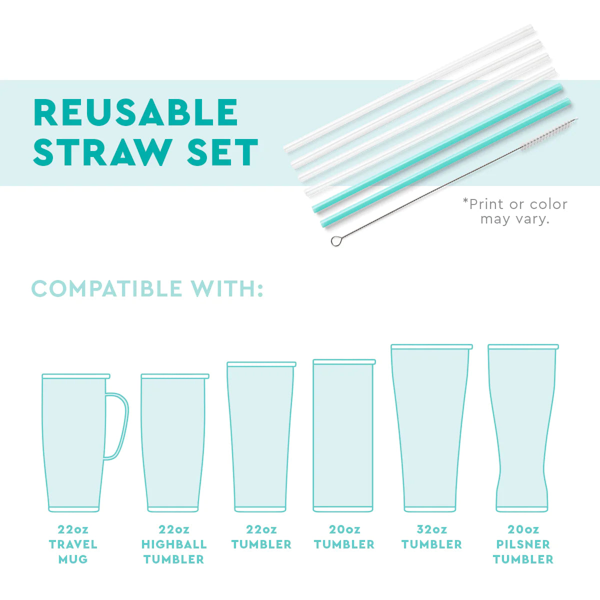 Swig | Cloud Nine Glitter Reusable Straw Set - preenteronline