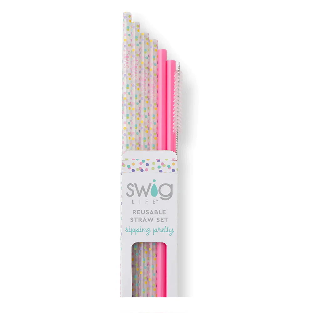 Swig | Confetti + Pink Reusable Straw Set - preenteronline