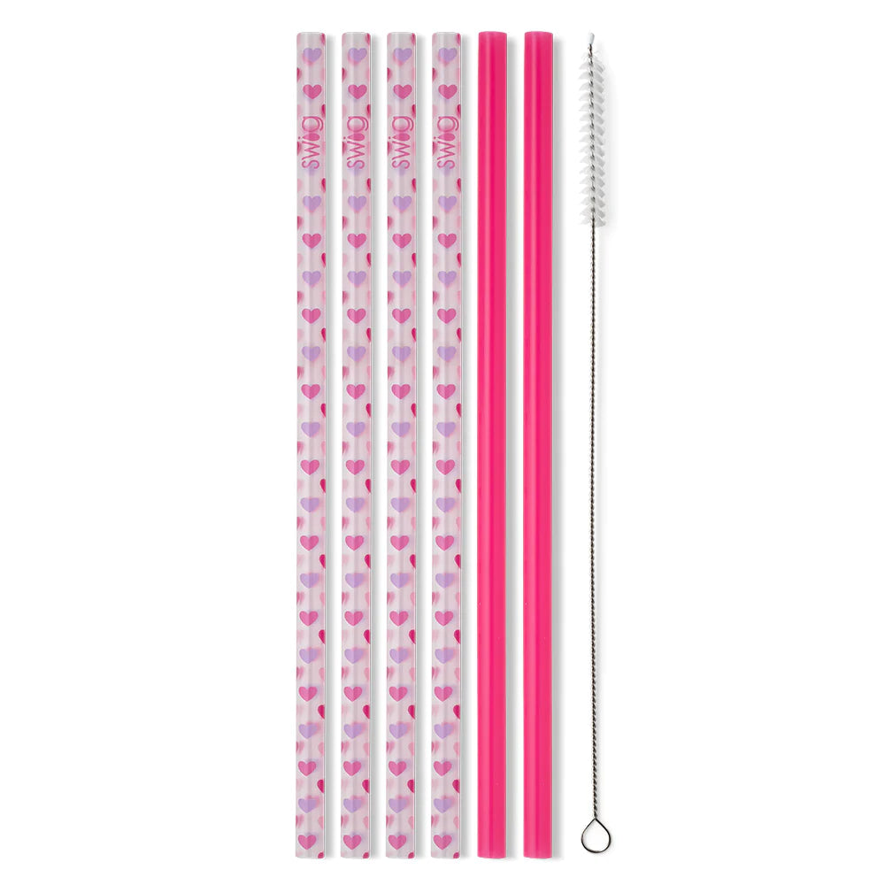 Swig | Falling In Love + Pink Reusable Straw Set - preenteronline