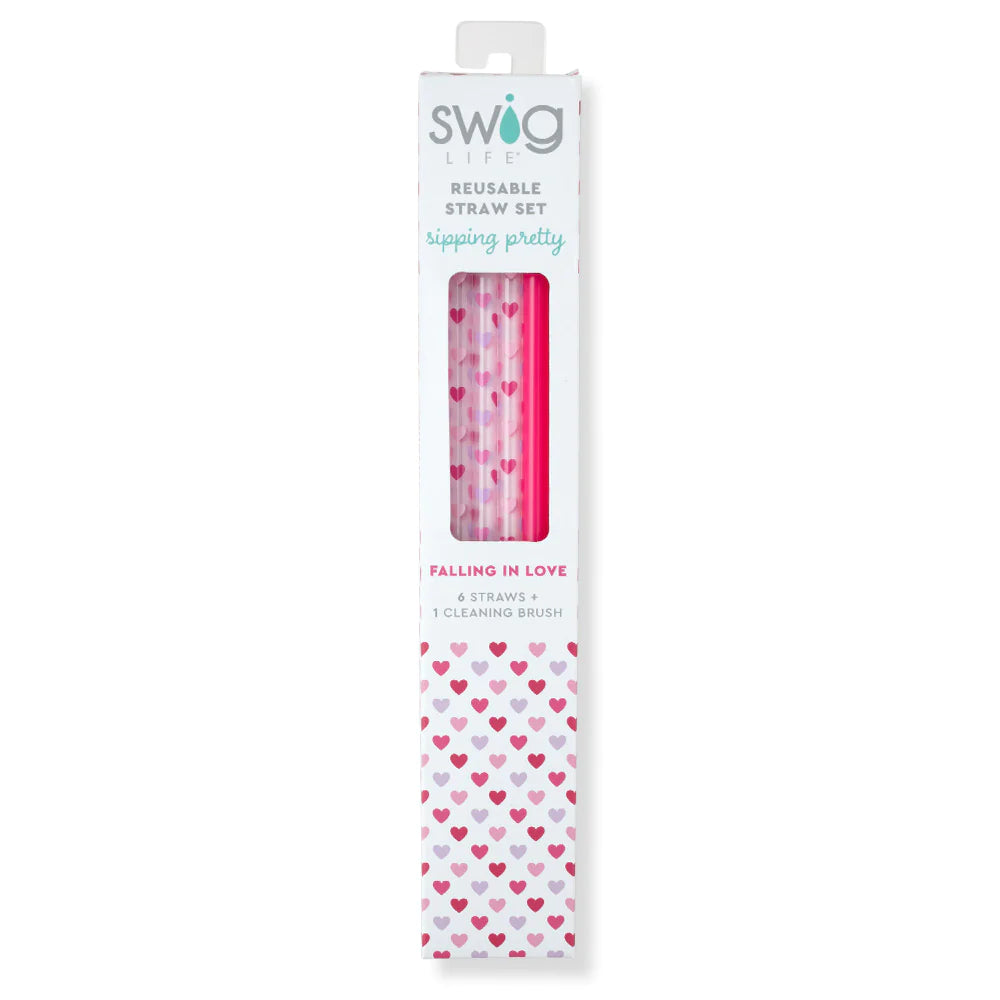 Swig | Falling In Love + Pink Reusable Straw Set - preenteronline