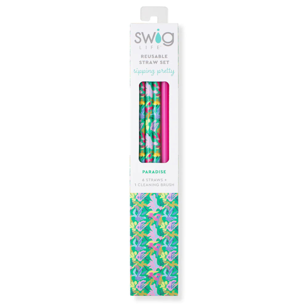 Swig | Paradise + Hot Pink Reusable Straw Set - preenteronline