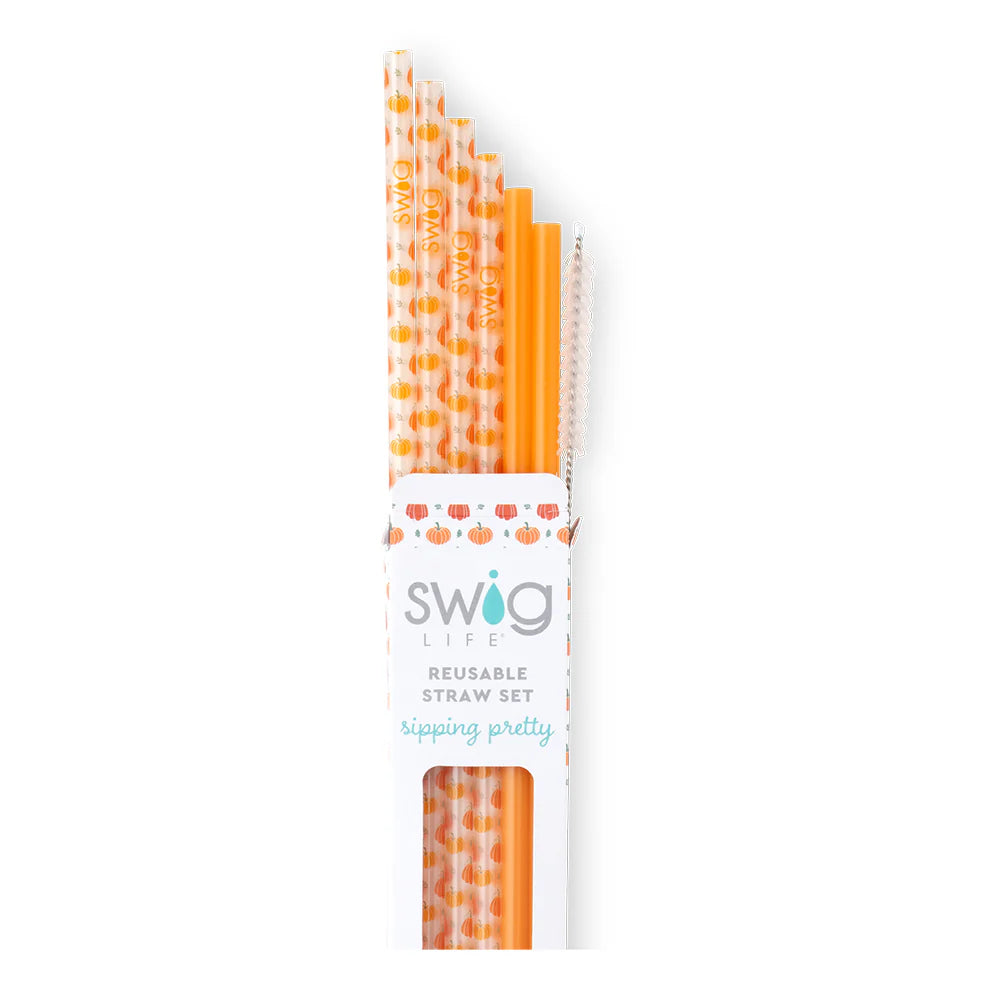 Swig | Pumpkin Patch Pumpkin + Orange Reusable Straw Set