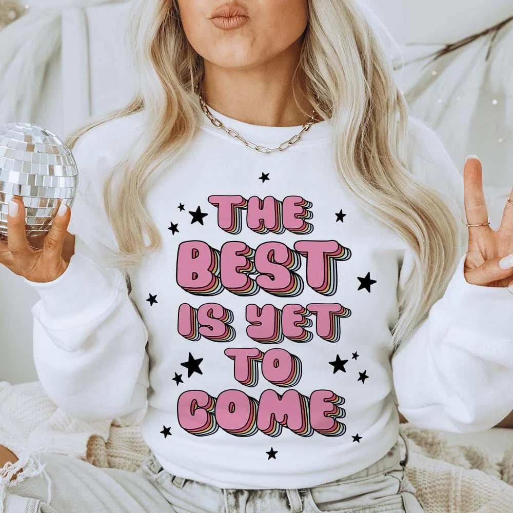 Online Exclusive | The Best Is Yet To Come Graphic Sweatshirt in White - preenteronline