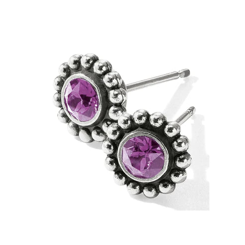 Brighton | Silver Tone Twinkle Mini Post Earrings in Amethyst - preenteronline