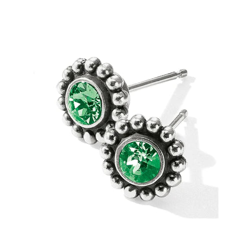 Brighton | Silver Tone Twinkle Mini Post Earrings in Peridot - preenteronline