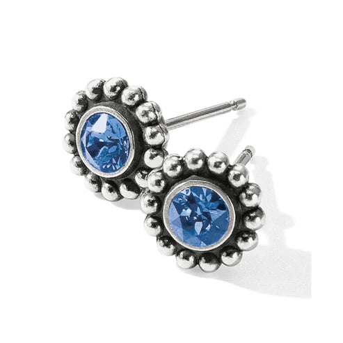 Brighton | Silver Tone Twinkle Mini Post Earrings in Sapphire - preenteronline