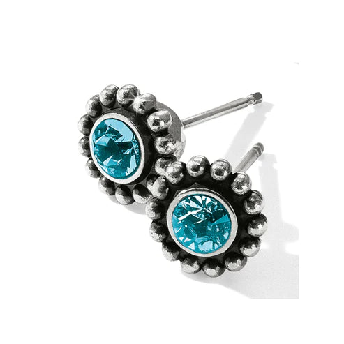 Brighton | Silver Tone Twinkle Mini Post Earrings in Blue Zircon - preenteronline