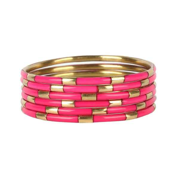 BuDhaGirl | Set of Six | Veda Bangles in Pink - preenteronline