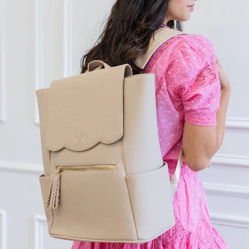 Hollis | Frilly Full Size Backpack in Nude - preenteronline