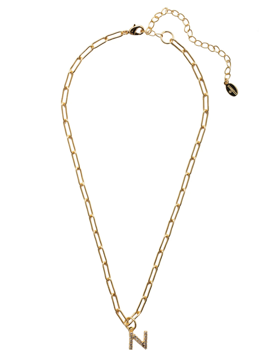 Sorrelli | Initial Pendant Necklace in Bright Gold Tone and Crystal - preenteronline