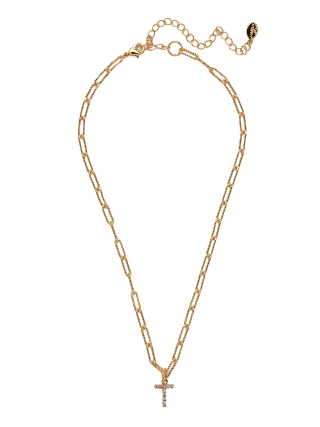 Sorrelli | Initial Pendant Necklace in Bright Gold Tone and Crystal - preenteronline