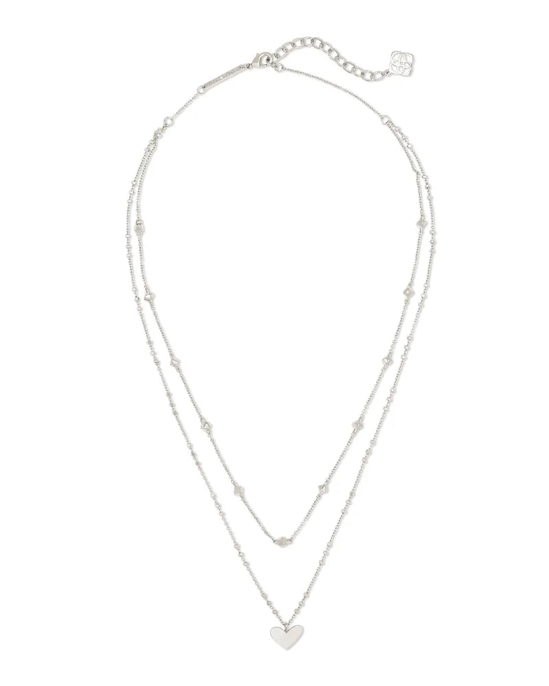 Kendra Scott | Ari Heart Multi Strand Necklace in Silver - preenteronline