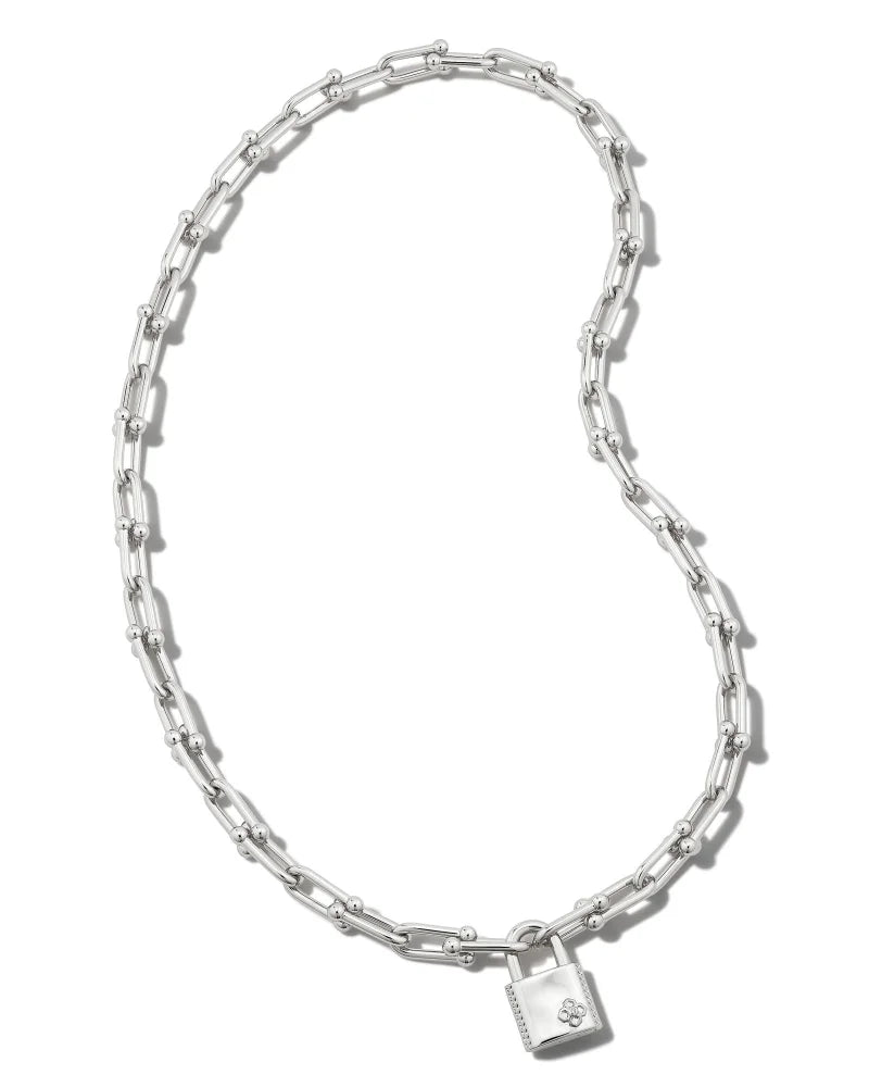 Kendra Scott | Jess Lock Chain Necklace in Silver - preenteronline