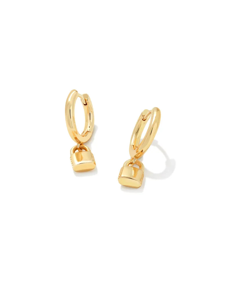 Kendra Scott | Jess Lock Huggie Earrings in Gold - preenteronline