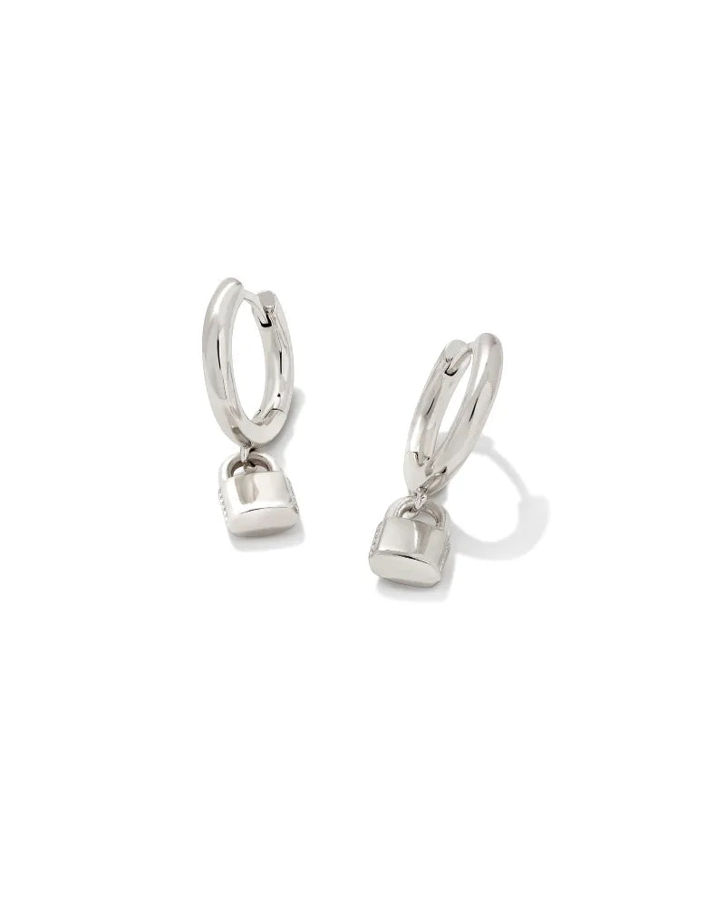 Kendra Scott | Jess Lock Huggie Earrings in Silver - preenteronline