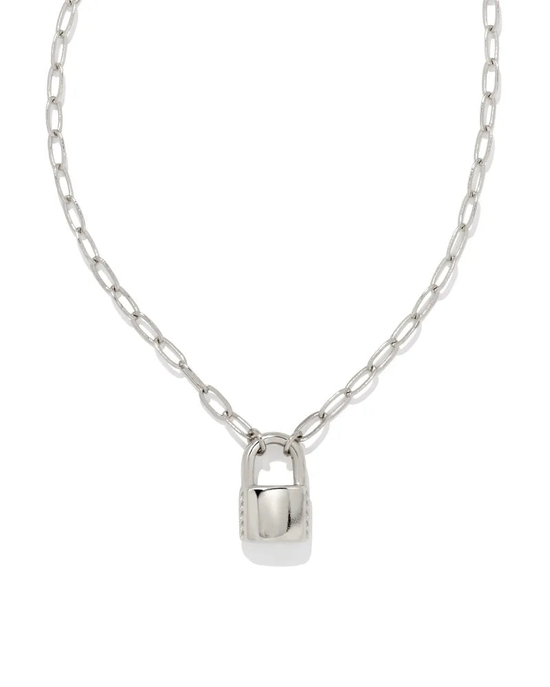 Kendra Scott | Jess Small Lock Chain Necklace in Silver - preenteronline